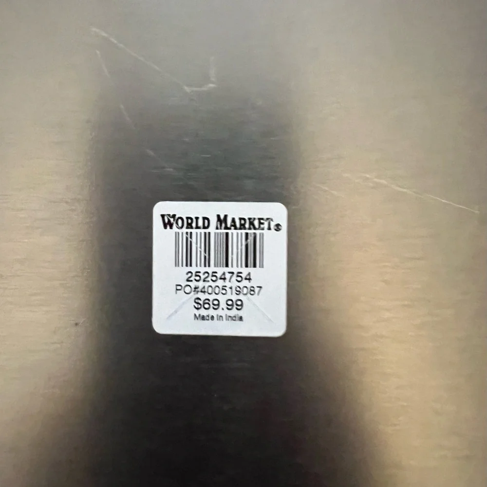 WORLD MARKET metal framed square mirror with leather strap